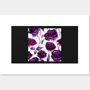 Watercolor rose pattern design Posters and Art